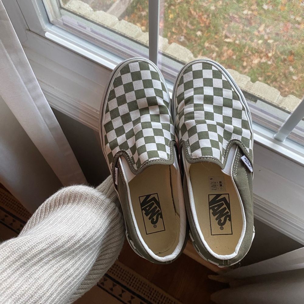 Green checkerboard vans